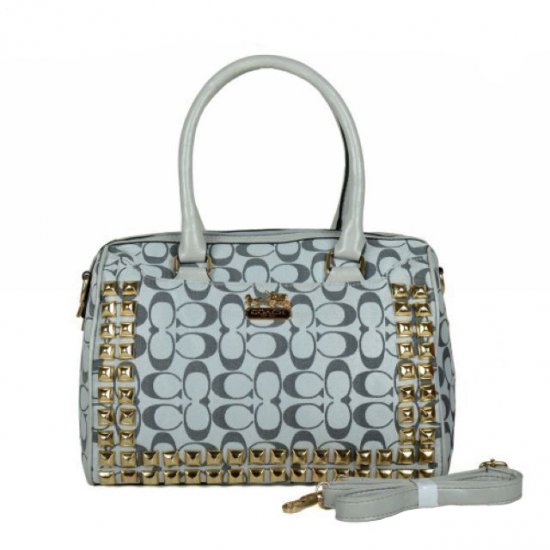 Coach Legacy Haley In Stud Signature Medium Grey Satchels BDM - Click Image to Close